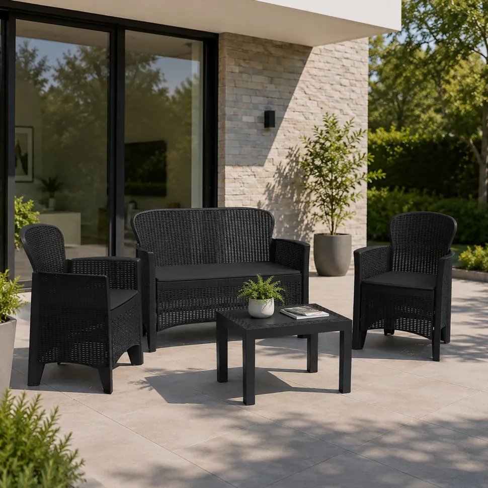 Set da giardino Jungle Antracite Linea Rattan
