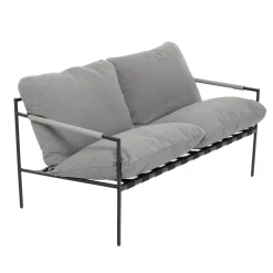 Set da giardino 4 pezzi con Struttura in Acciaio Antracite, top in vetro e cuscini Grigio Chiaro