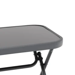 Set da giardino 4 pezzi con Struttura in Acciaio Antracite, Tavolino con top in vetro e cuscini Tortora