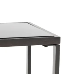 Set da giardino 4 pezzi Effetto Legno Rattan sintetico con struttura in acciaio, top in vetro e cuscini Beige