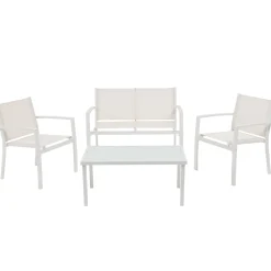 Set da giardino 4 pezzi in metallo Bianco