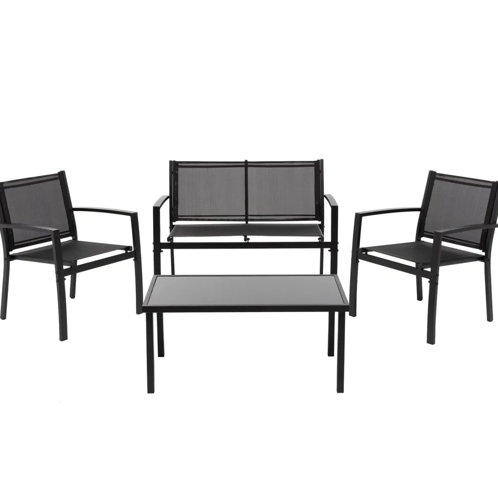 Set da giardino 4 pezzi in metallo Antracite