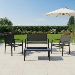Set da giardino 4 pezzi in metallo Antracite