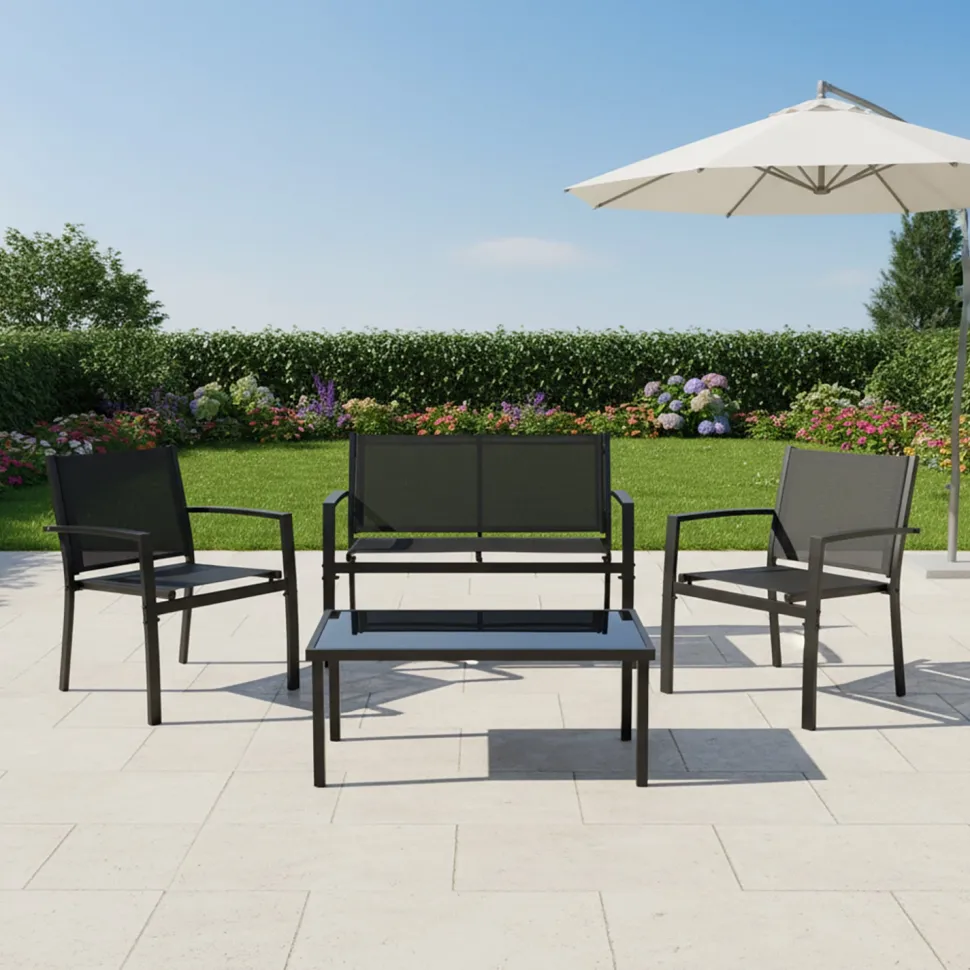 Set da giardino 4 pezzi in metallo Antracite