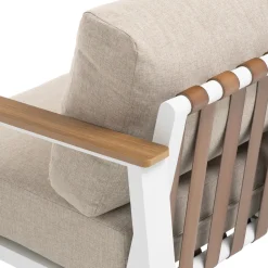 Set da giardino 4 pezzi Struttura in Alluminio Bianco, braccioli in Polywood e cuscini Beige