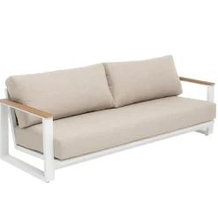Set da giardino 4 pezzi Struttura in Alluminio Bianco, braccioli in Polywood e cuscini Beige