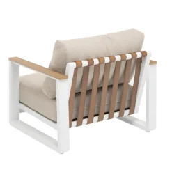 Set da giardino 4 pezzi Struttura in Alluminio Bianco, braccioli in Polywood e cuscini Beige