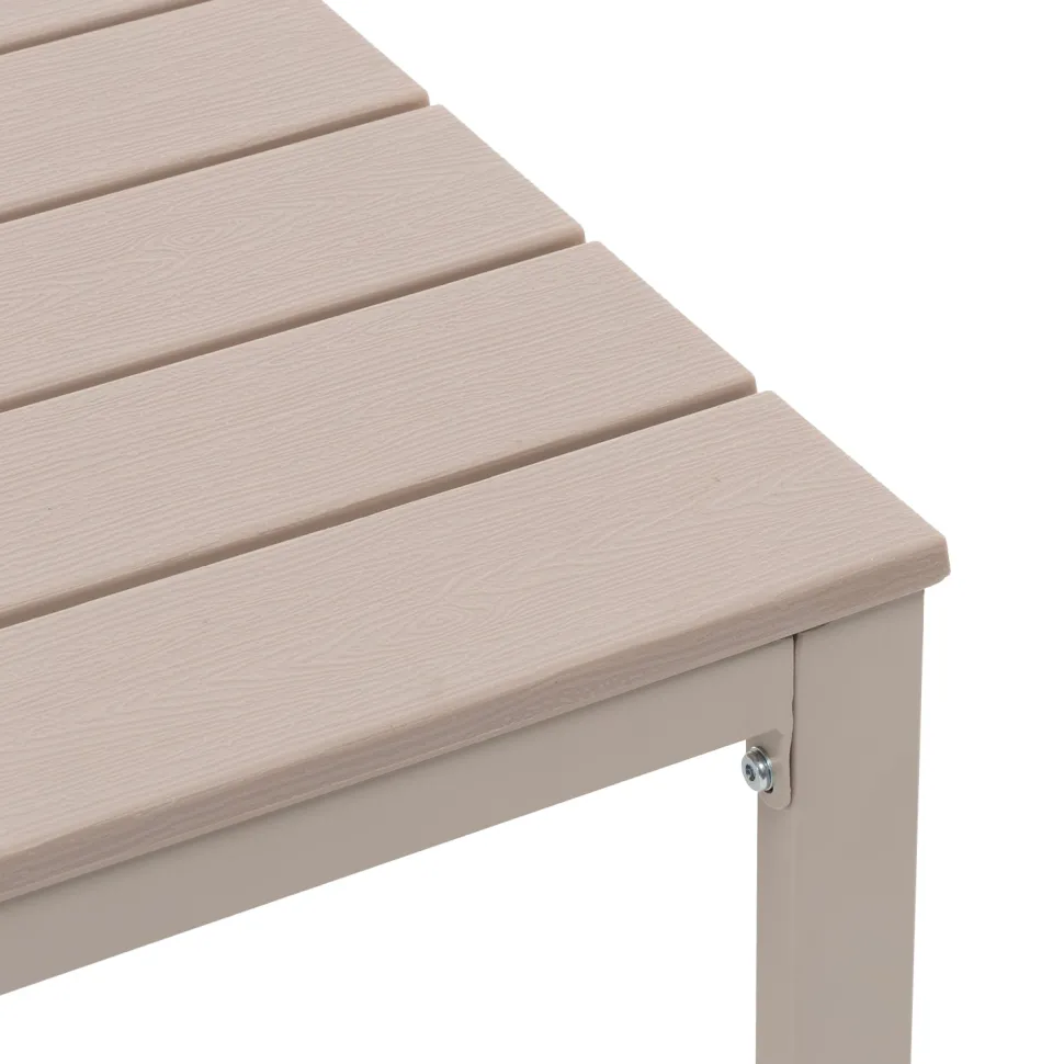 Set da giardino 4 pezzi struttura in acciaio Beige con Doghe in HDPE Effetto Legno Tortora