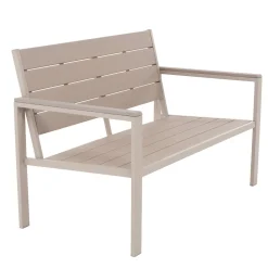 Set da giardino 4 pezzi struttura in acciaio Beige con Doghe in HDPE Effetto Legno Tortora