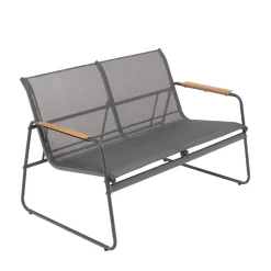 Set da giardino 4 pezzi Struttura in Acciaio Nero, braccioli e Top in Polywood