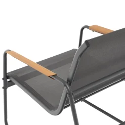 Set da giardino 4 pezzi Struttura in Acciaio Nero, braccioli e Top in Polywood