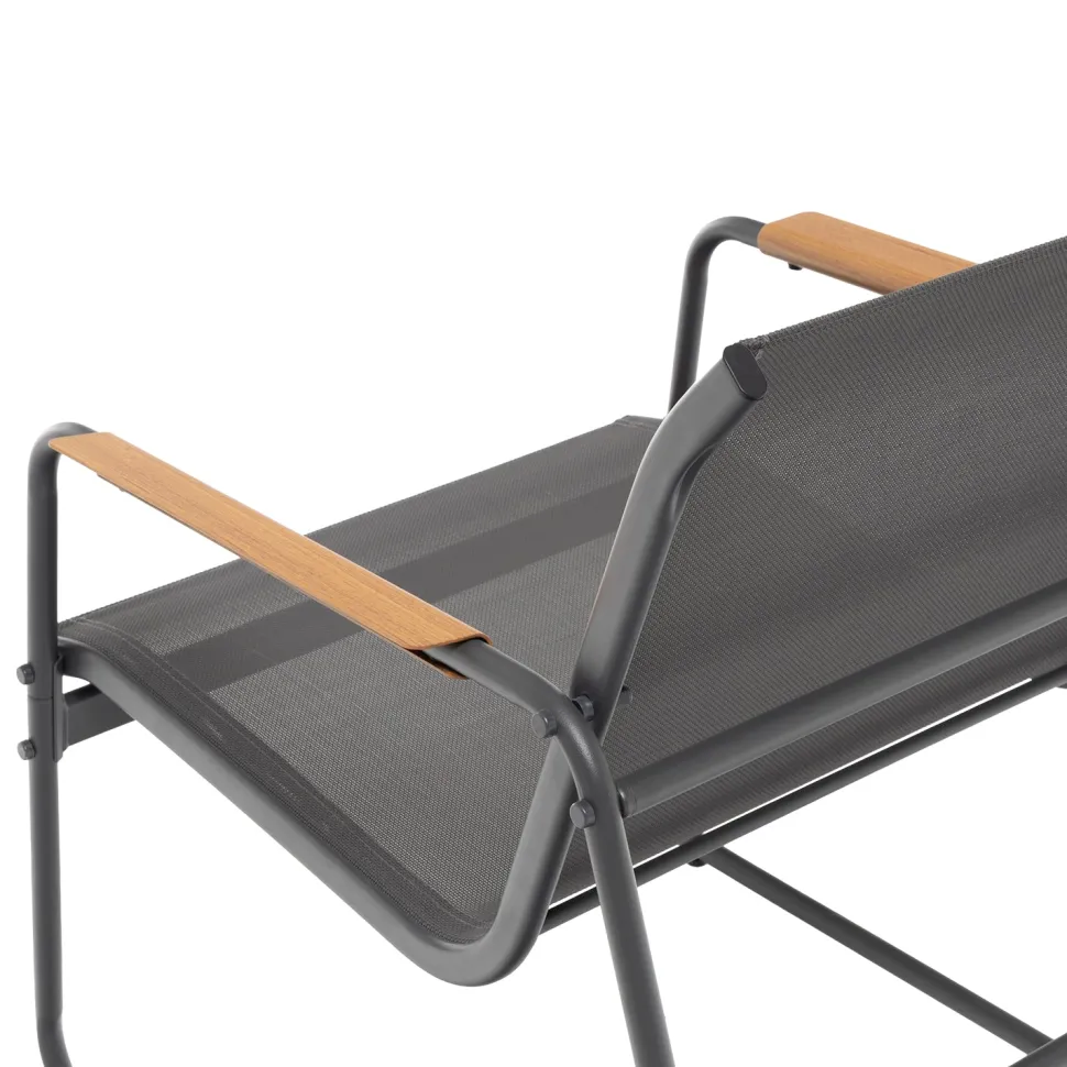Set da giardino 4 pezzi Struttura in Acciaio Nero, braccioli e Top in Polywood
