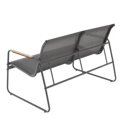 Set da giardino 4 pezzi Struttura in Acciaio Nero, braccioli e Top in Polywood