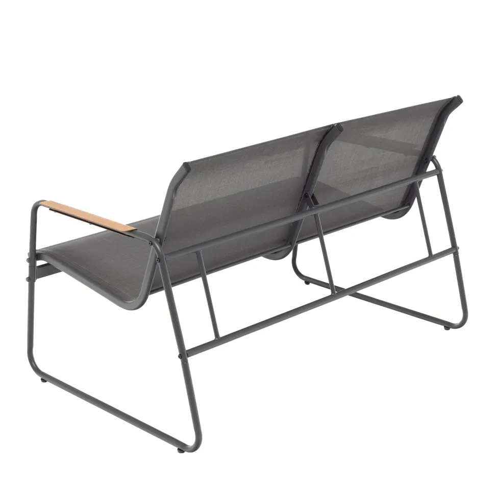 Set da giardino 4 pezzi Struttura in Acciaio Nero, braccioli e Top in Polywood
