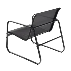 Set da giardino 4 pezzi Struttura in Acciaio Nero, braccioli e Top in Vetro
