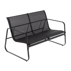 Set da giardino 4 pezzi Struttura in Acciaio Nero, braccioli e Top in Vetro