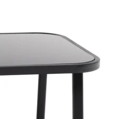 Set da giardino 4 pezzi Struttura in Acciaio Nero, braccioli e Top in Vetro