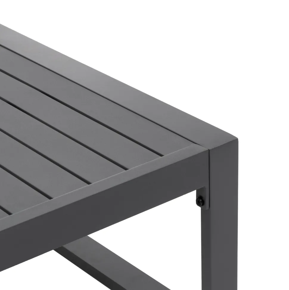 Set da giardino 4 pezzi struttura in alluminio Antracite e braccioli in Polywood con cuscini Grigio Scuro