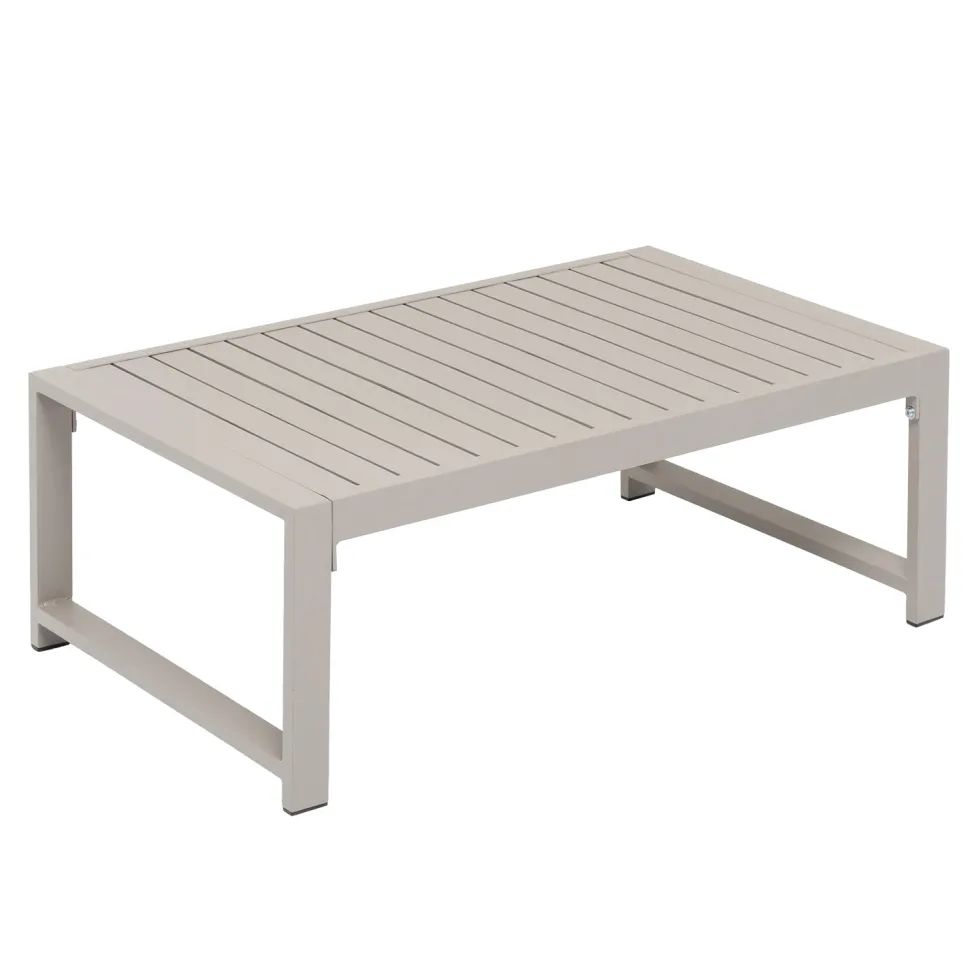 Set da giardino 4 pezzi struttura in alluminio Sabbia e braccioli in Polywood con cuscini Beige