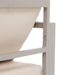 Set da giardino 4 pezzi struttura in alluminio Sabbia e braccioli in Polywood con cuscini Beige