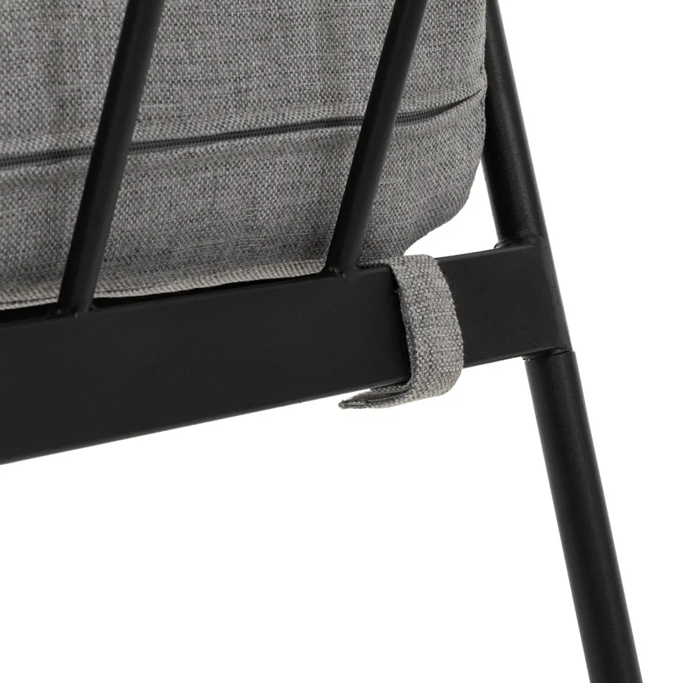 Set da giardino 5 pezzi struttura in acciaio e top tavolini in metallo con cuscini Grigio Scuro