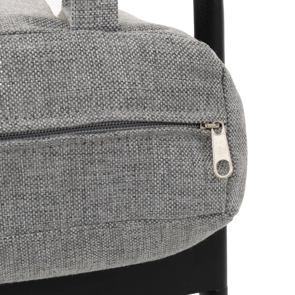 Set da giardino 5 pezzi struttura in acciaio e top tavolini in metallo con cuscini Grigio Scuro