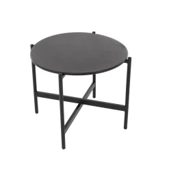 Set da giardino 5 pezzi struttura in acciaio e top tavolini in metallo con cuscini Grigio Scuro