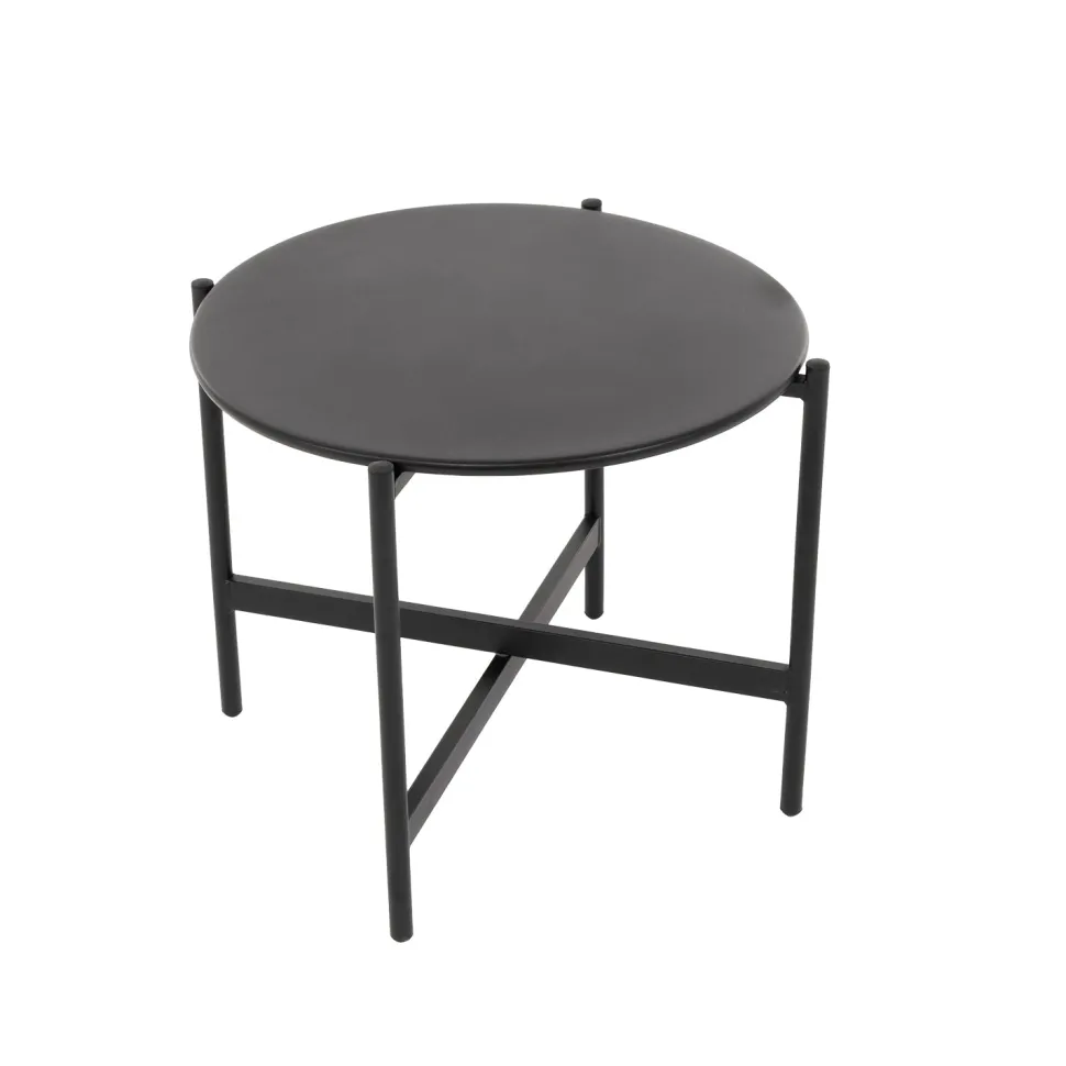 Set da giardino 5 pezzi struttura in acciaio e top tavolini in metallo con cuscini Grigio Scuro