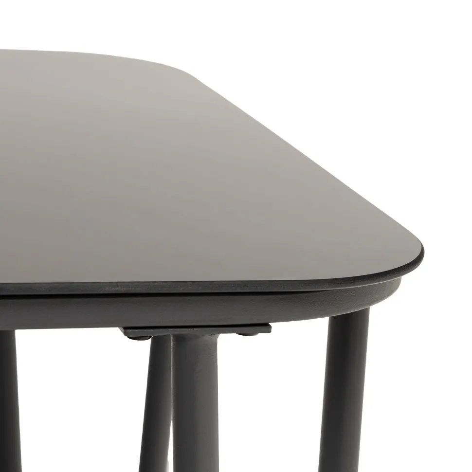 Set da giardino 4 pezzi Struttura in Acciaio Antracite, braccioli con finitura effetto legno e Top in Vetro Temperato, cuscini inclusi