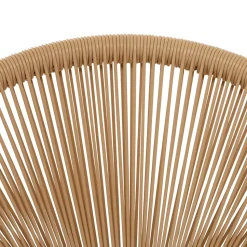 Set da giardino 4 pezzi Struttura in Acciaio Bianca, Schienale in Rattan, Top in vetro e Cuscini Tortora inclusi