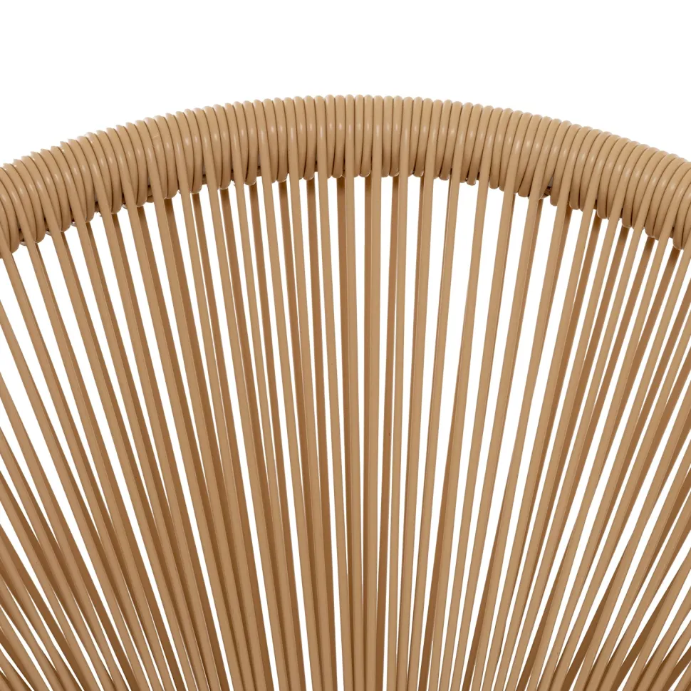 Set da giardino 4 pezzi Struttura in Acciaio Bianca, Schienale in Rattan, Top in vetro e Cuscini Tortora inclusi