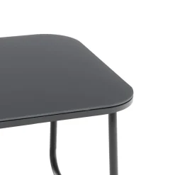 Set da giardino 4 pezzi Struttura in Acciaio Antracite, braccioli in Polywood e Top in vetro e Cuscini Antracite inclusi
