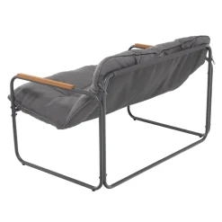 Set da giardino 4 pezzi Struttura in Acciaio Antracite, braccioli in Polywood e Top in vetro e Cuscini Antracite inclusi