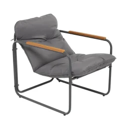 Set da giardino 4 pezzi Struttura in Acciaio Antracite, braccioli in Polywood e Top in vetro e Cuscini Antracite inclusi