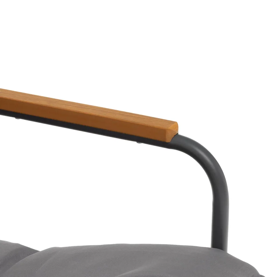 Set da giardino 4 pezzi Struttura in Acciaio Antracite, braccioli in Polywood e Top in vetro e Cuscini Antracite inclusi