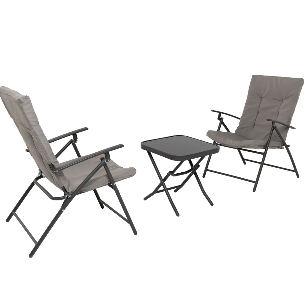 Set da giardino 3 pezzi Tavolino con 2 Poltrone struttura in acciaio Antracite Richiudibili