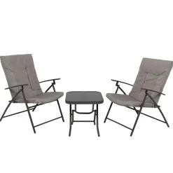 Set da giardino 3 pezzi Tavolino con 2 Poltrone struttura in acciaio Antracite Richiudibili