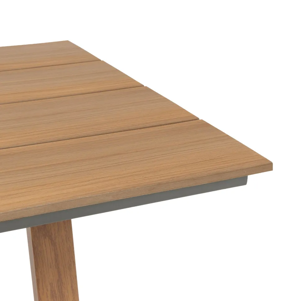 Set da giardino 7 pezzi Tavolo con 6 Sedie struttura in Acciaio Effetto Legno e Top in Polywood