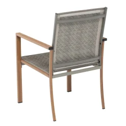 Set da giardino 7 pezzi Tavolo con 6 Sedie struttura in Acciaio Effetto Legno e Top in Polywood