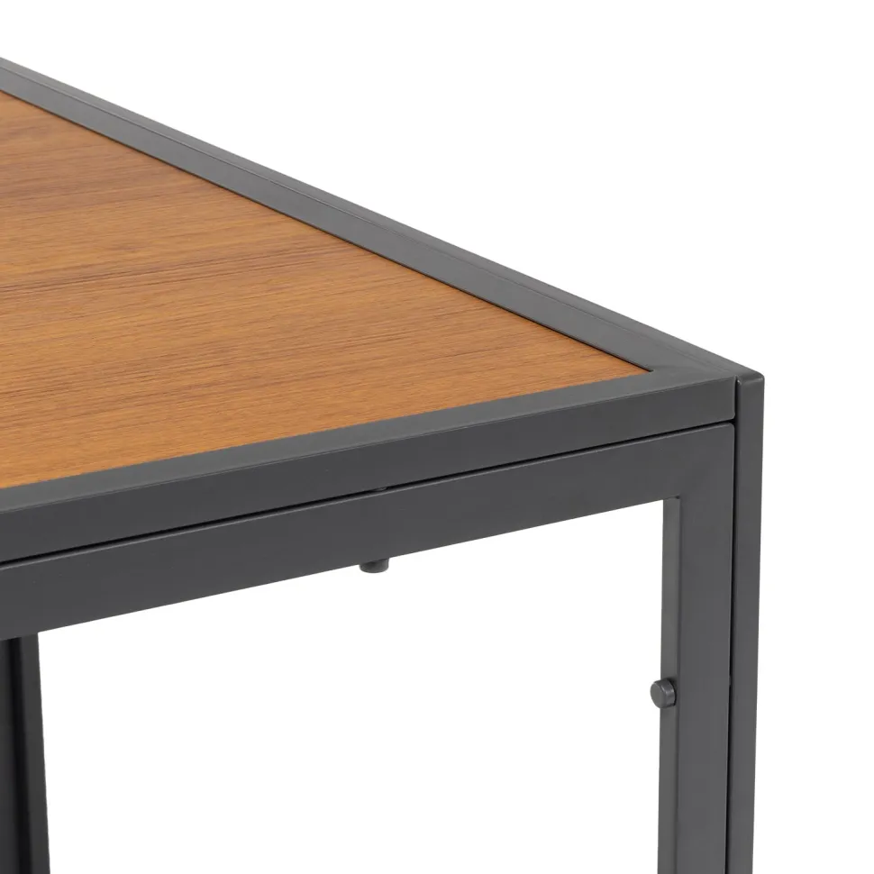 Set da giardino 7 pezzi Tavolo con 6 Sedie struttura in Acciaio Antracite, braccioli e Top in Polywood