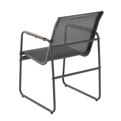 Set da giardino 7 pezzi Tavolo con 6 Sedie struttura in Acciaio Antracite, braccioli e Top in Polywood