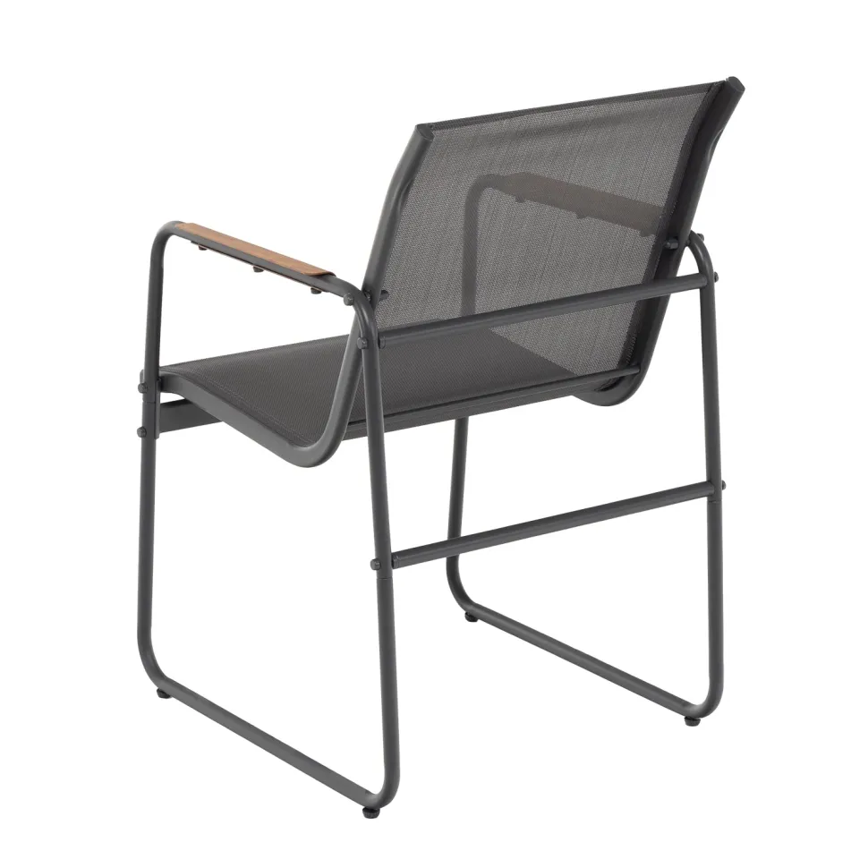 Set da giardino 7 pezzi Tavolo con 6 Sedie struttura in Acciaio Antracite, braccioli e Top in Polywood
