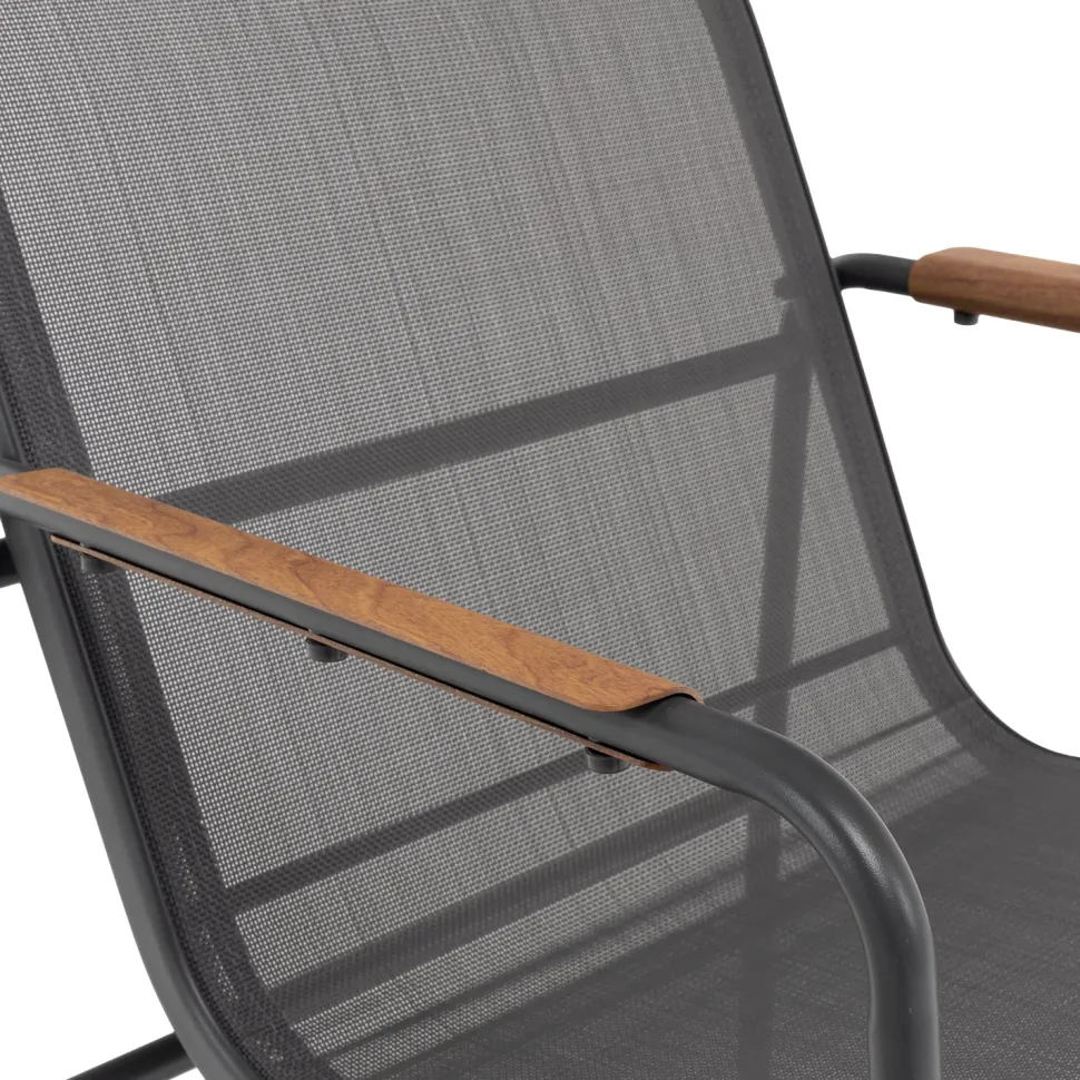 Set da giardino 7 pezzi Tavolo con 6 Sedie struttura in Acciaio Antracite, braccioli e Top in Polywood