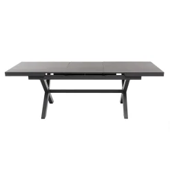 Set da giardino 9 pezzi Tavolo Estensibile con 8 Sedie struttura in alluminio Antracite e braccioli in Polywood