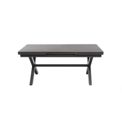 Set da giardino 9 pezzi Tavolo Estensibile con 8 Sedie struttura in alluminio Antracite e braccioli in Polywood
