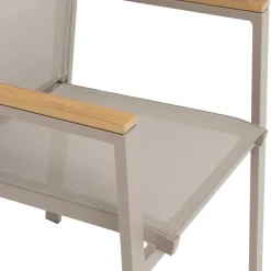 Set da giardino 9 pezzi Tavolo Estensibile con 8 Sedie struttura in alluminio Tortora e braccioli in Polywood