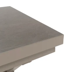 Set da giardino 9 pezzi Tavolo Estensibile con 8 Sedie struttura in alluminio Tortora e braccioli in Polywood