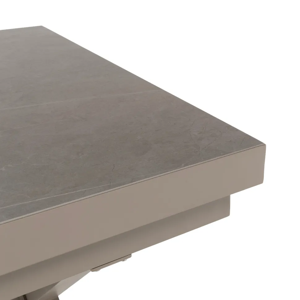 Set da giardino 9 pezzi Tavolo Estensibile con 8 Sedie struttura in alluminio Tortora e braccioli in Polywood