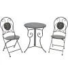 Set giardino Bistrot ''Home is my favorite Space'' tavolo rotondo 60 cm e 2 sedie in metallo Grigio