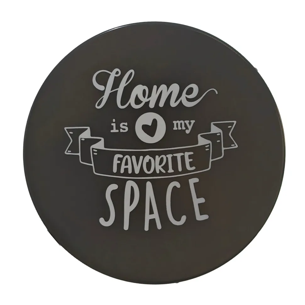 Set giardino Bistrot ''Home is my favorite Space'' tavolo rotondo 60 cm e 2 sedie in metallo Grigio